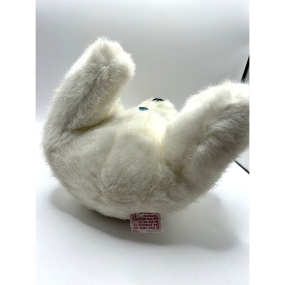 Vintage Dakin White Bear Plush Stuffed Animal Blue Bow 11” Sitting Fuzzy 1990 - Picture 14 of 15